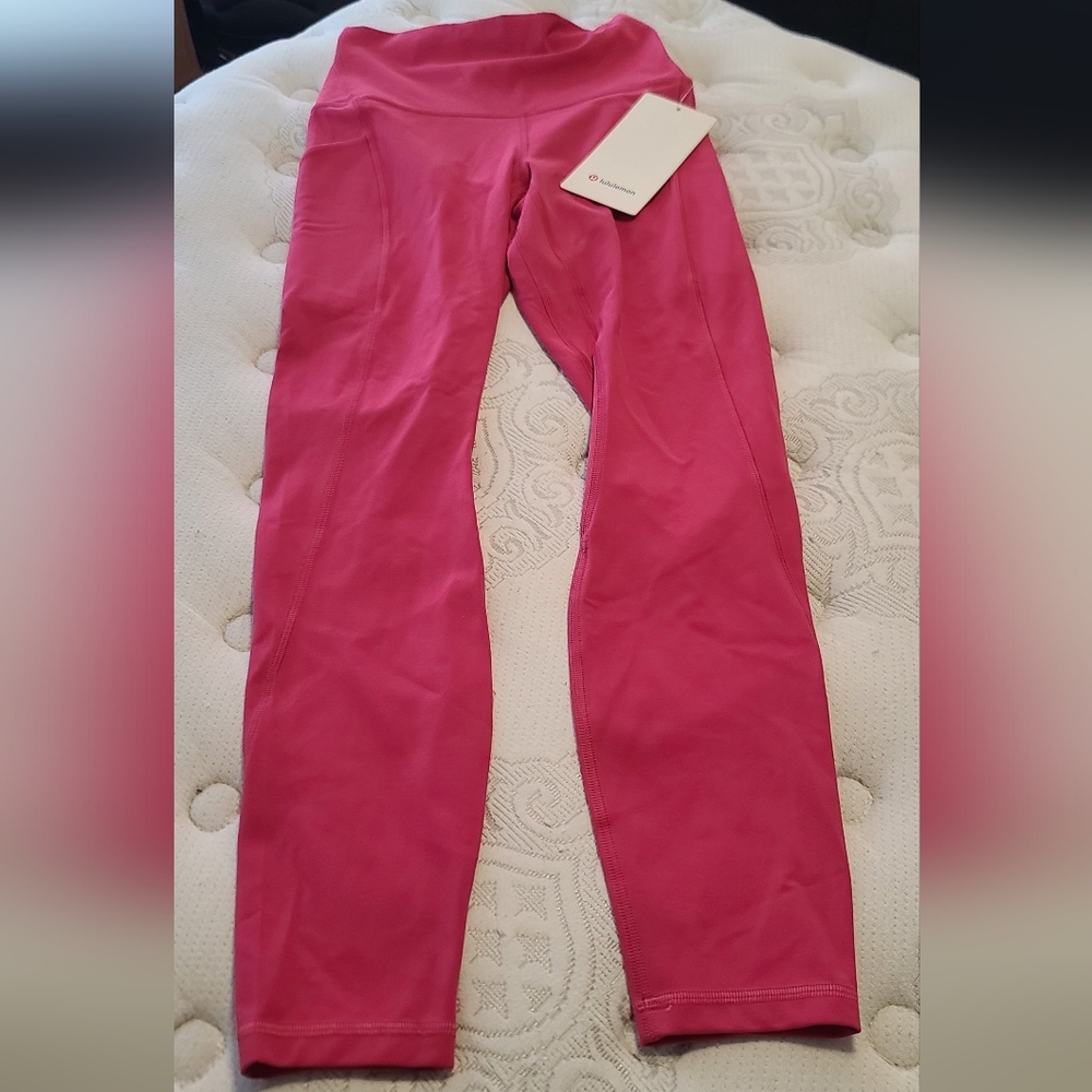 Lululemon Align High Rise Pants 25" With Pockets Size 4 Raspberry Pink Nwt